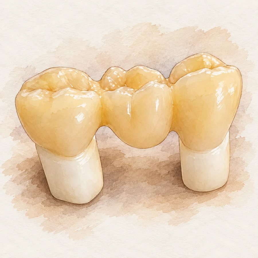 Acuarela: puente de tres piezas en zirconia